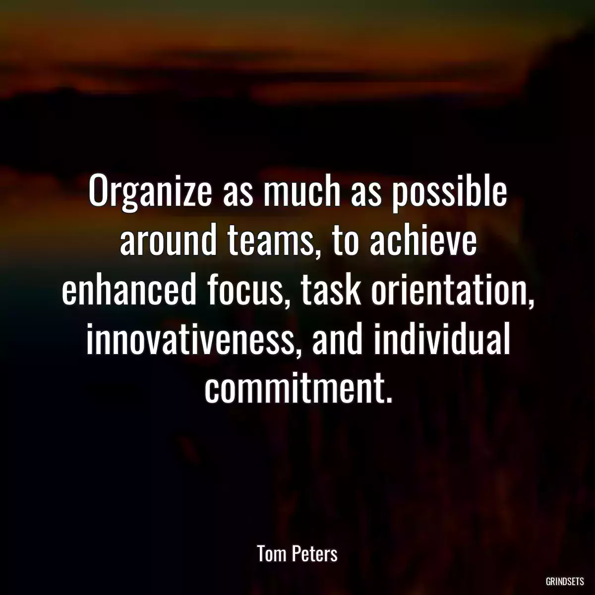 Organize as much as possible around teams, to achieve enhanced focus, task orientation, innovativeness, and individual commitment.