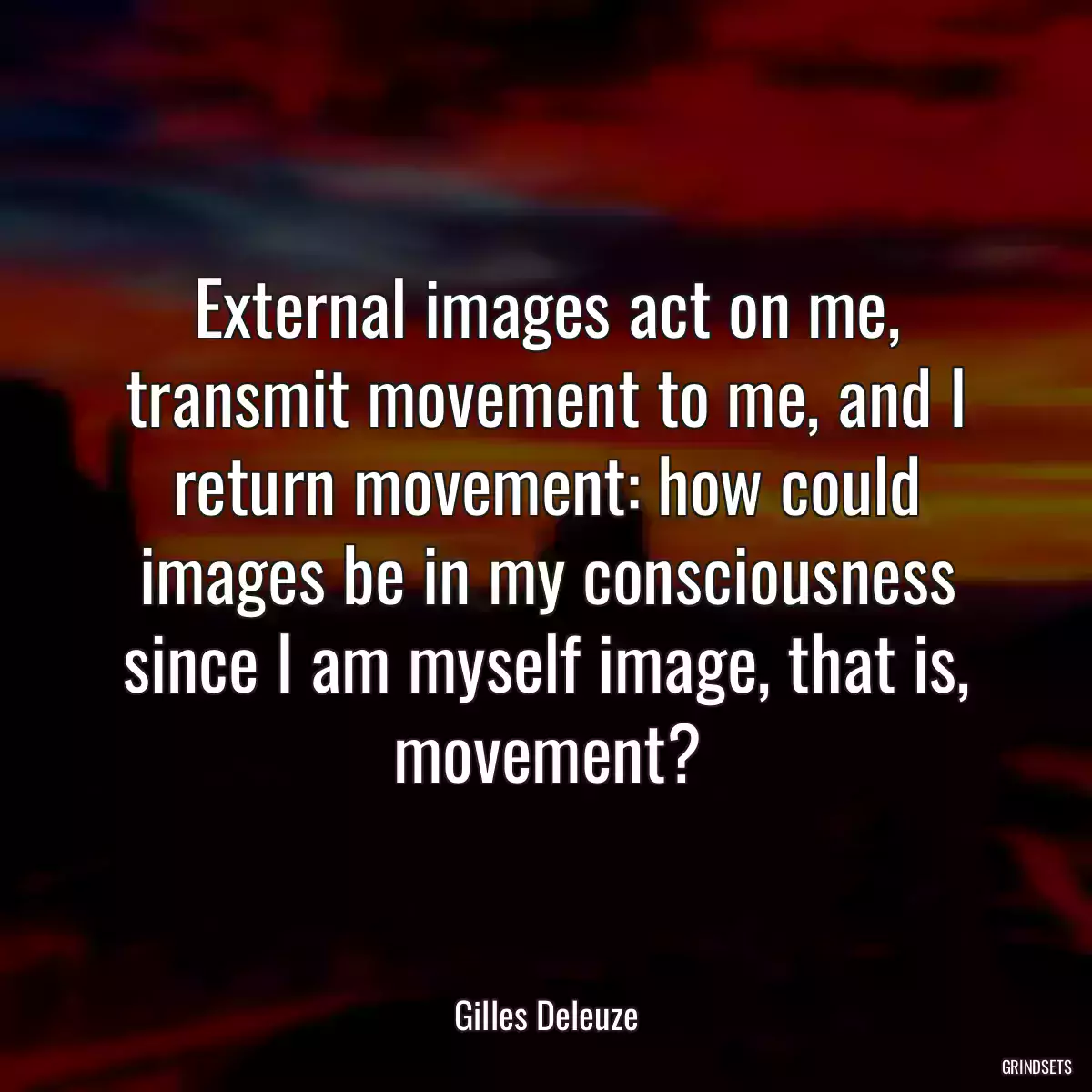 External images act on me, transmit movement to me, and I return movement: how could images be in my consciousness since I am myself image, that is, movement?