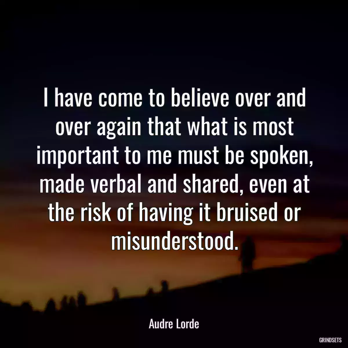 I have come to believe over and over again that what is most important to me must be spoken, made verbal and shared, even at the risk of having it bruised or misunderstood.