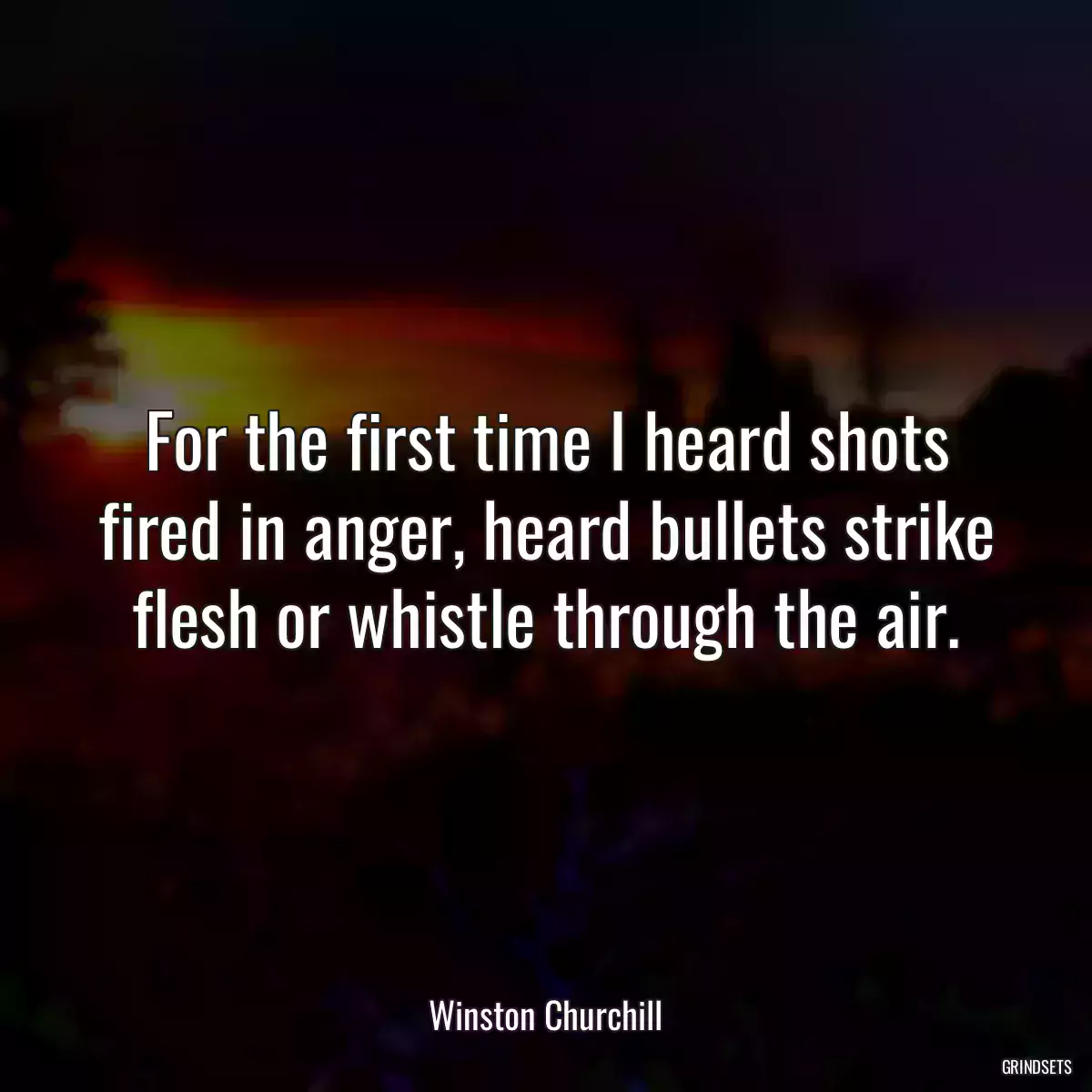 For the first time I heard shots fired in anger, heard bullets strike flesh or whistle through the air.