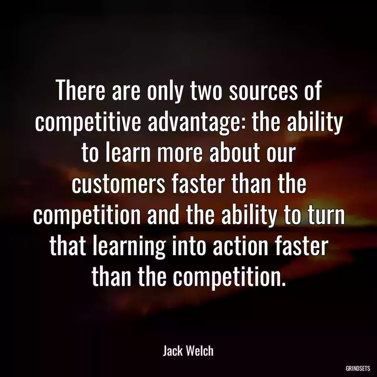 There are only two sources of competitive advantage: the ability to learn more about our customers faster than the competition and the ability to turn that learning into action faster than the competition.