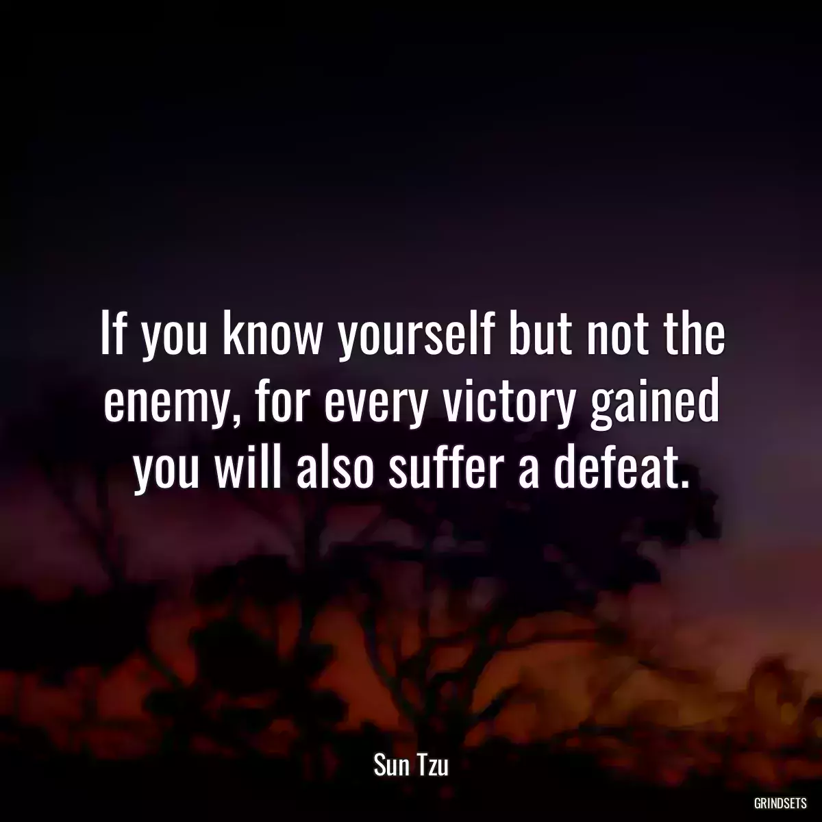 If you know yourself but not the enemy, for every victory gained you will also suffer a defeat.