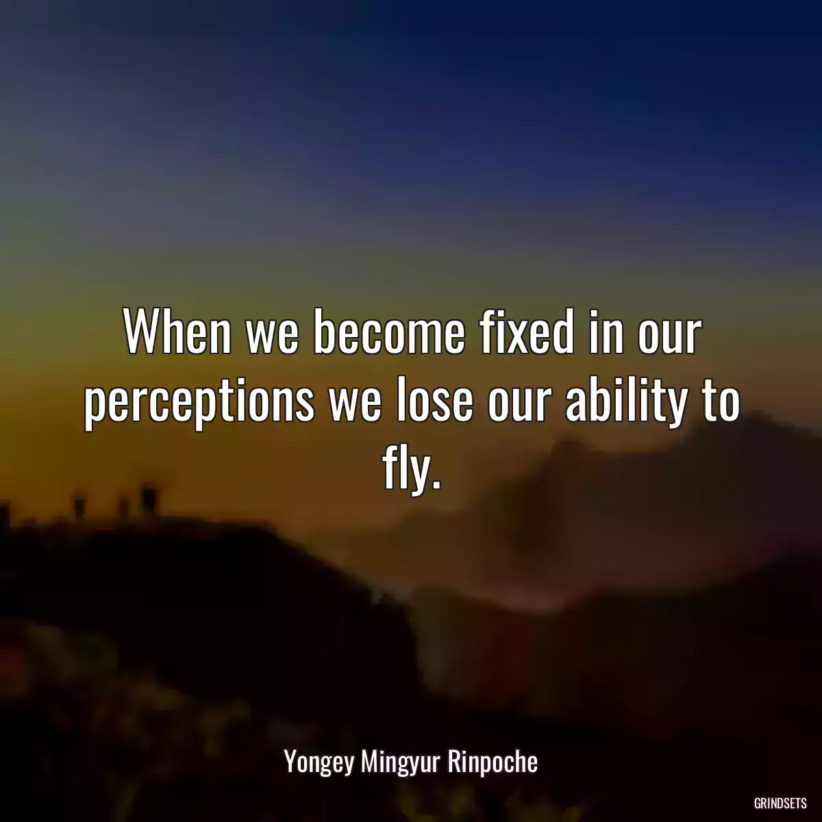 When we become fixed in our perceptions we lose our ability to fly.