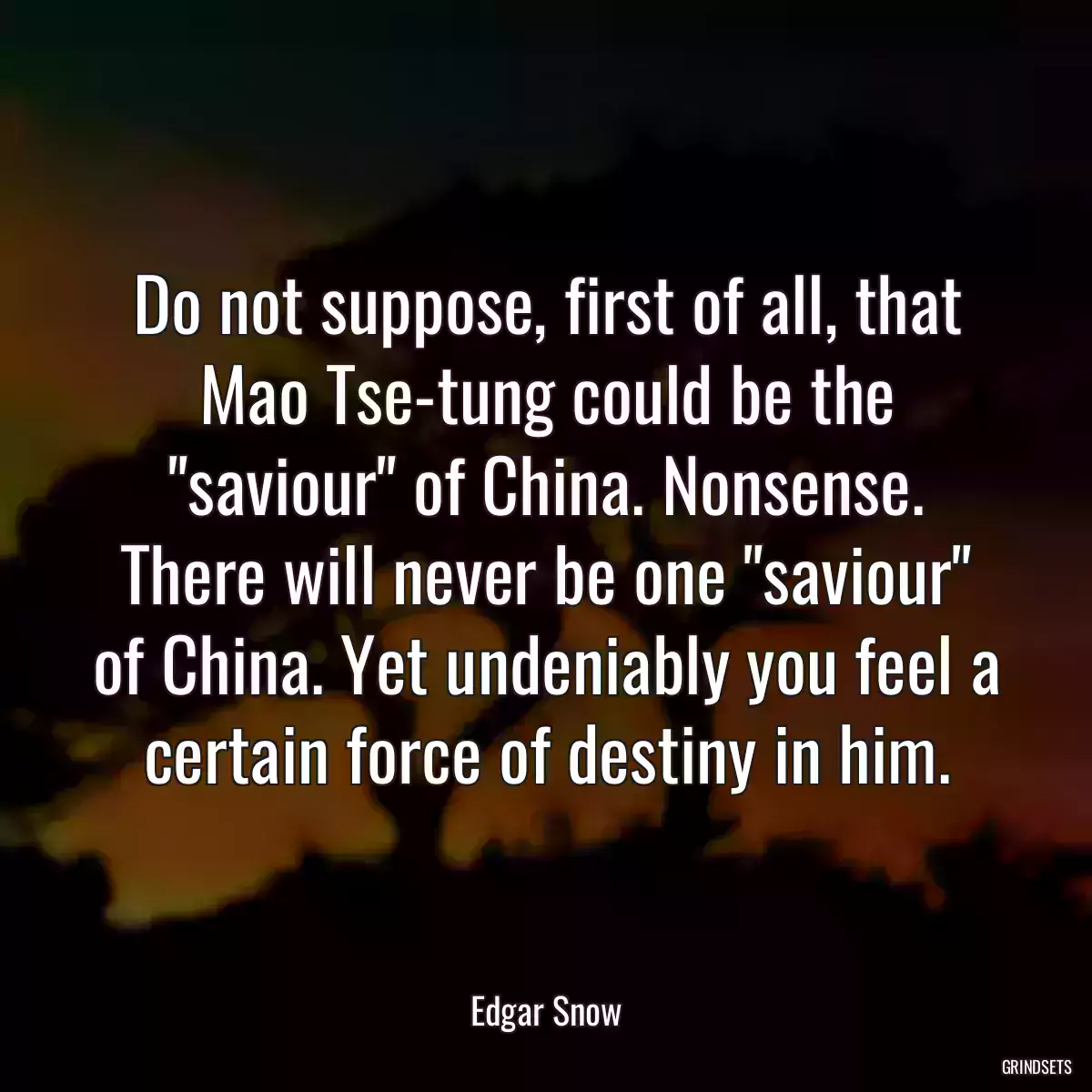 Do not suppose, first of all, that Mao Tse-tung could be the \