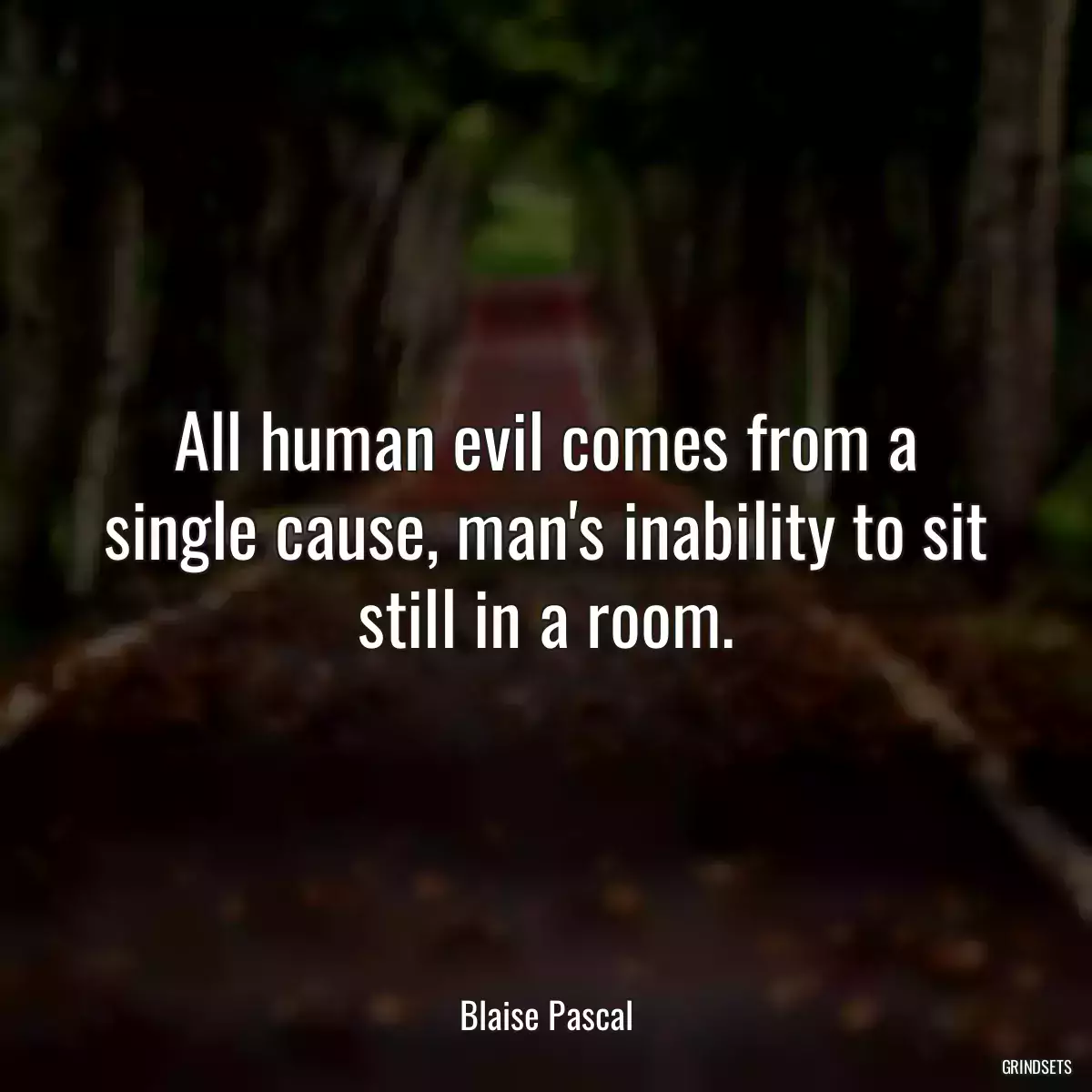 All human evil comes from a single cause, man\'s inability to sit still in a room.