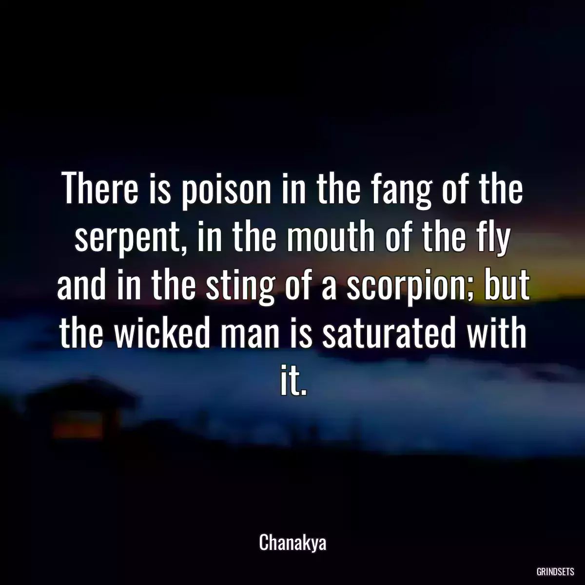 There is poison in the fang of the serpent, in the mouth of the fly and in the sting of a scorpion; but the wicked man is saturated with it.