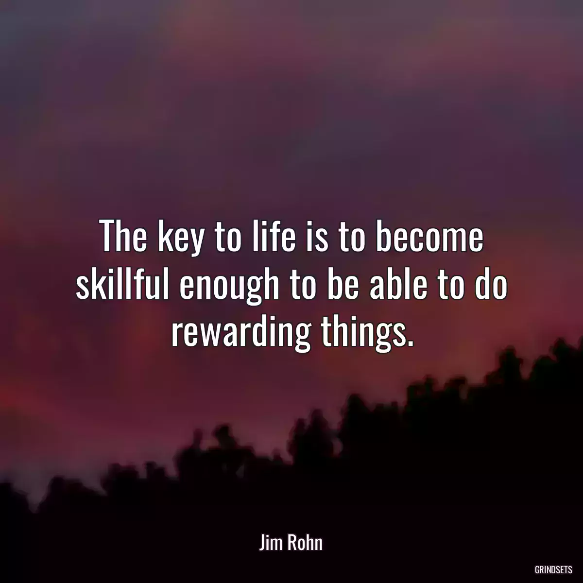 The key to life is to become skillful enough to be able to do rewarding things.