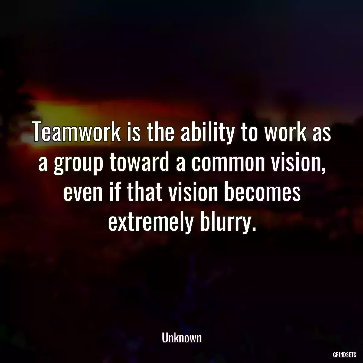 Teamwork is the ability to work as a group toward a common vision, even if that vision becomes extremely blurry.