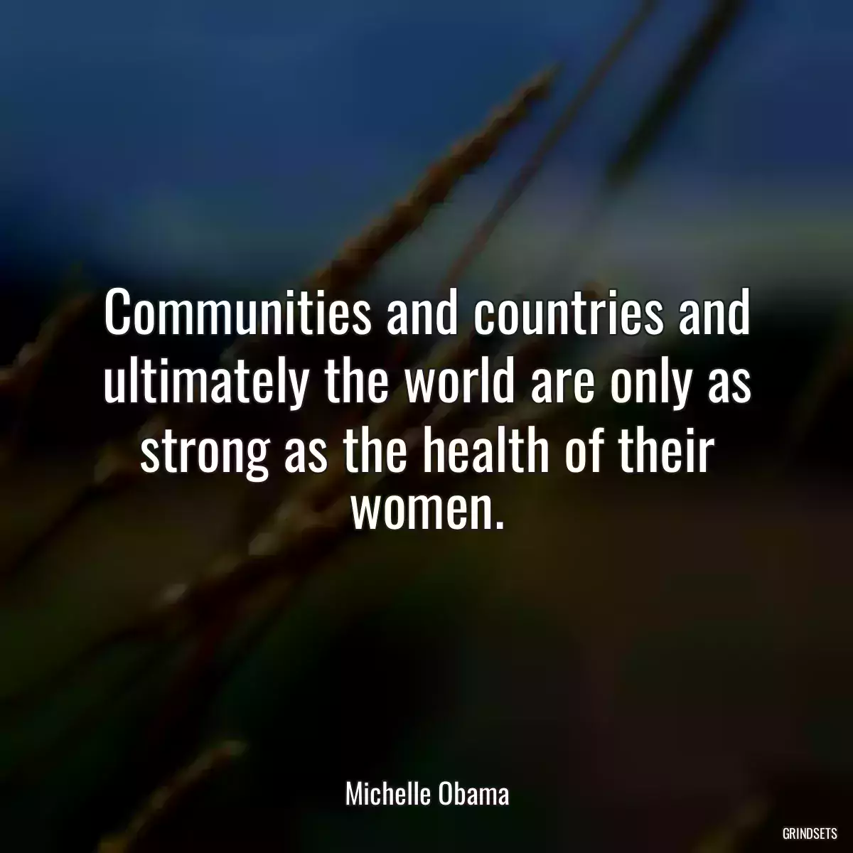 Communities and countries and ultimately the world are only as strong as the health of their women.