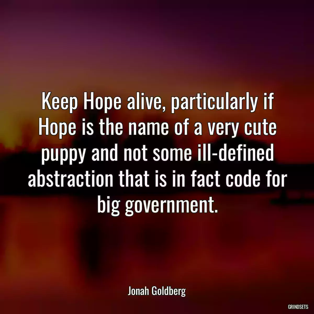 Keep Hope alive, particularly if Hope is the name of a very cute puppy and not some ill-defined abstraction that is in fact code for big government.