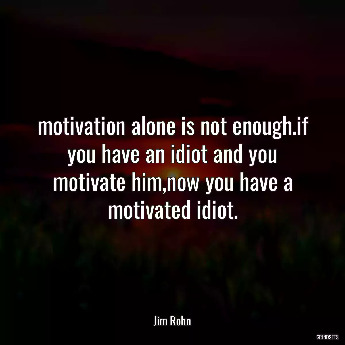 motivation alone is not enough.if you have an idiot and you motivate him,now you have a motivated idiot.