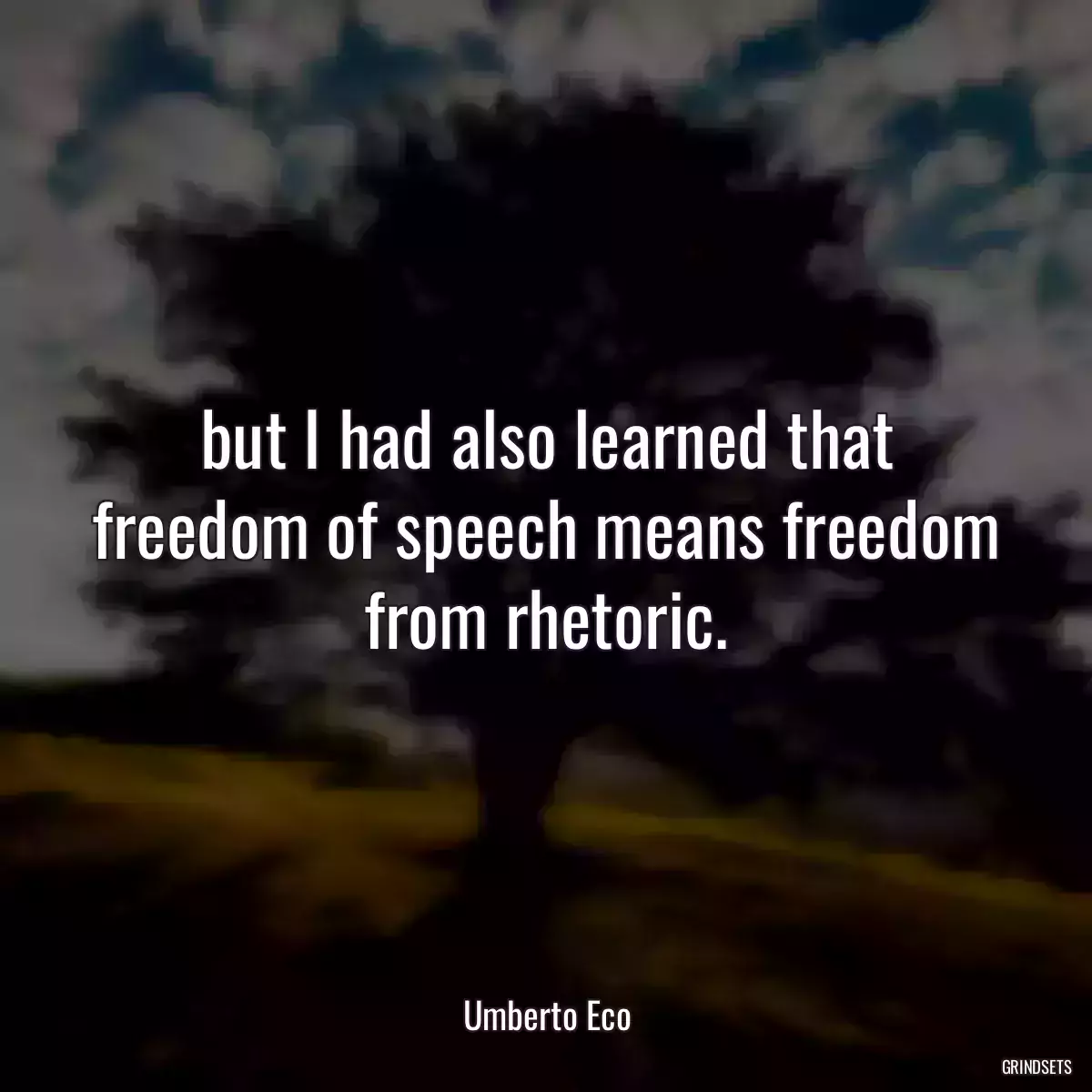 but I had also learned that freedom of speech means freedom from rhetoric.