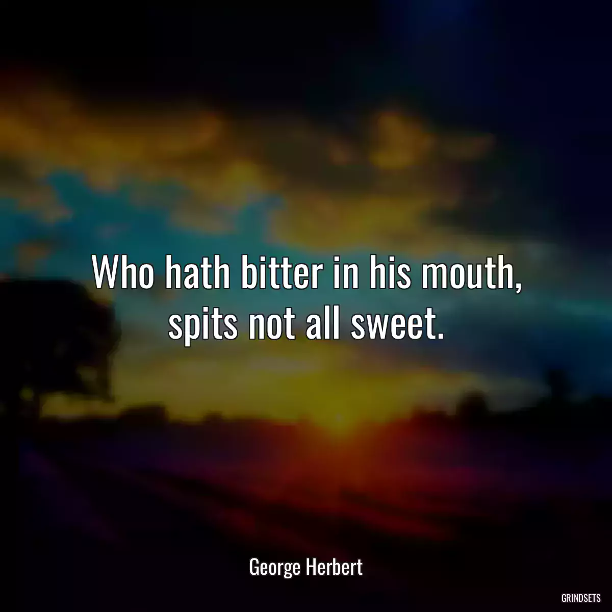 Who hath bitter in his mouth, spits not all sweet.