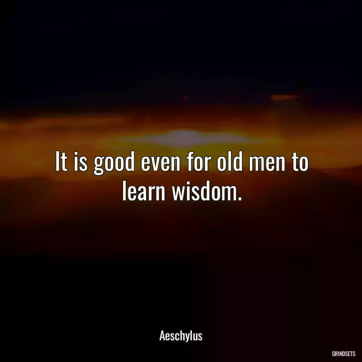 It is good even for old men to learn wisdom.