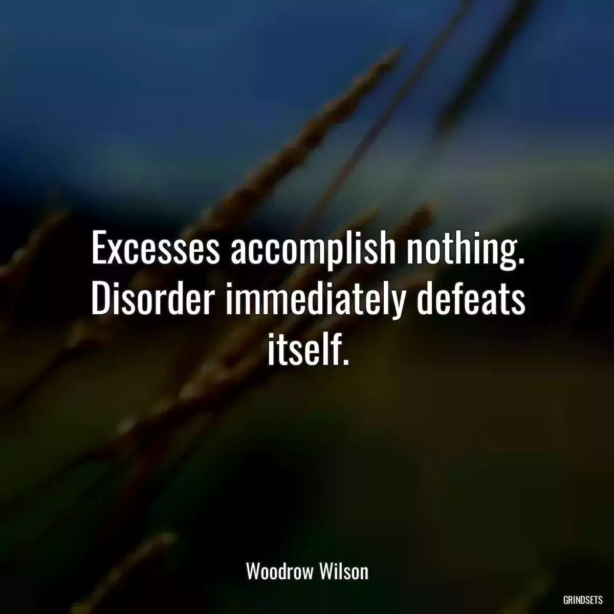 Excesses accomplish nothing. Disorder immediately defeats itself.