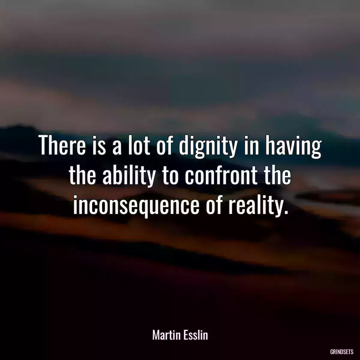 There is a lot of dignity in having the ability to confront the inconsequence of reality.