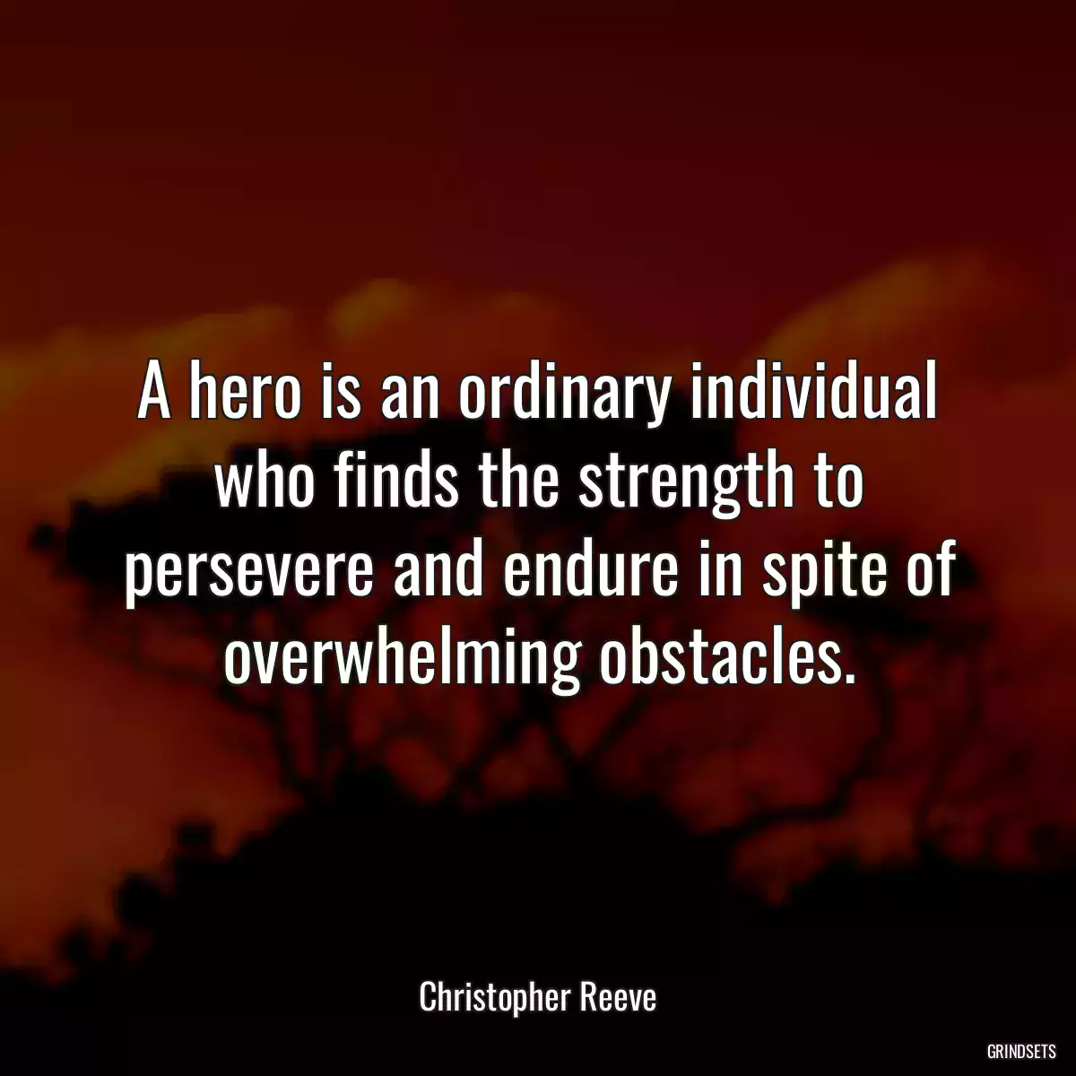 A hero is an ordinary individual who finds the strength to persevere and endure in spite of overwhelming obstacles.