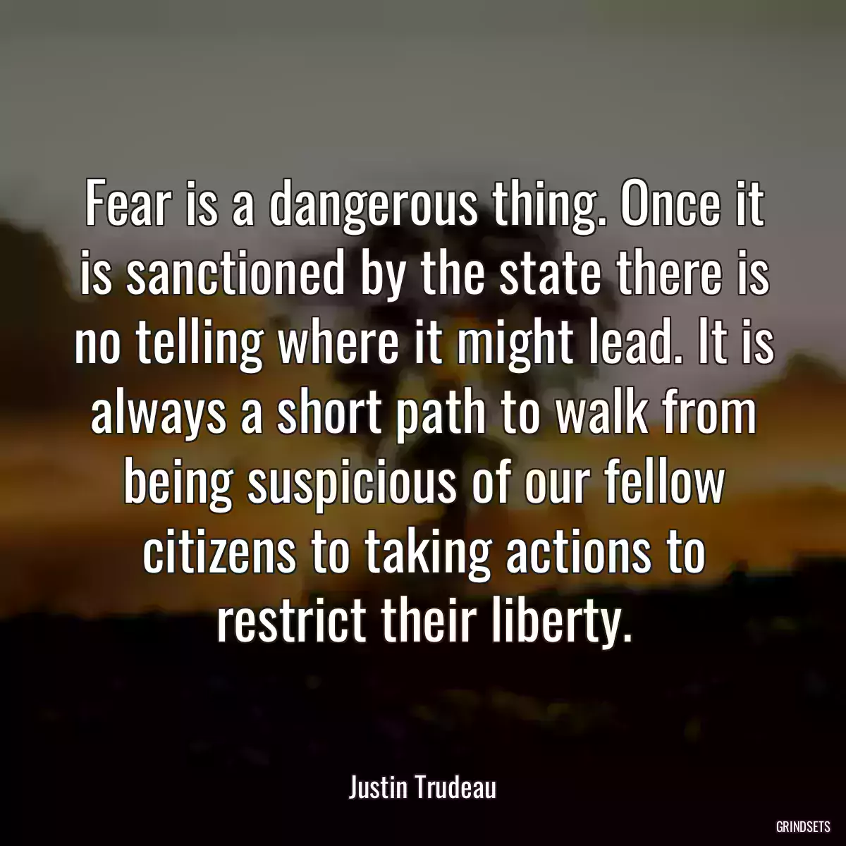 Fear is a dangerous thing. Once it is sanctioned by the state there is no telling where it might lead. It is always a short path to walk from being suspicious of our fellow citizens to taking actions to restrict their liberty.