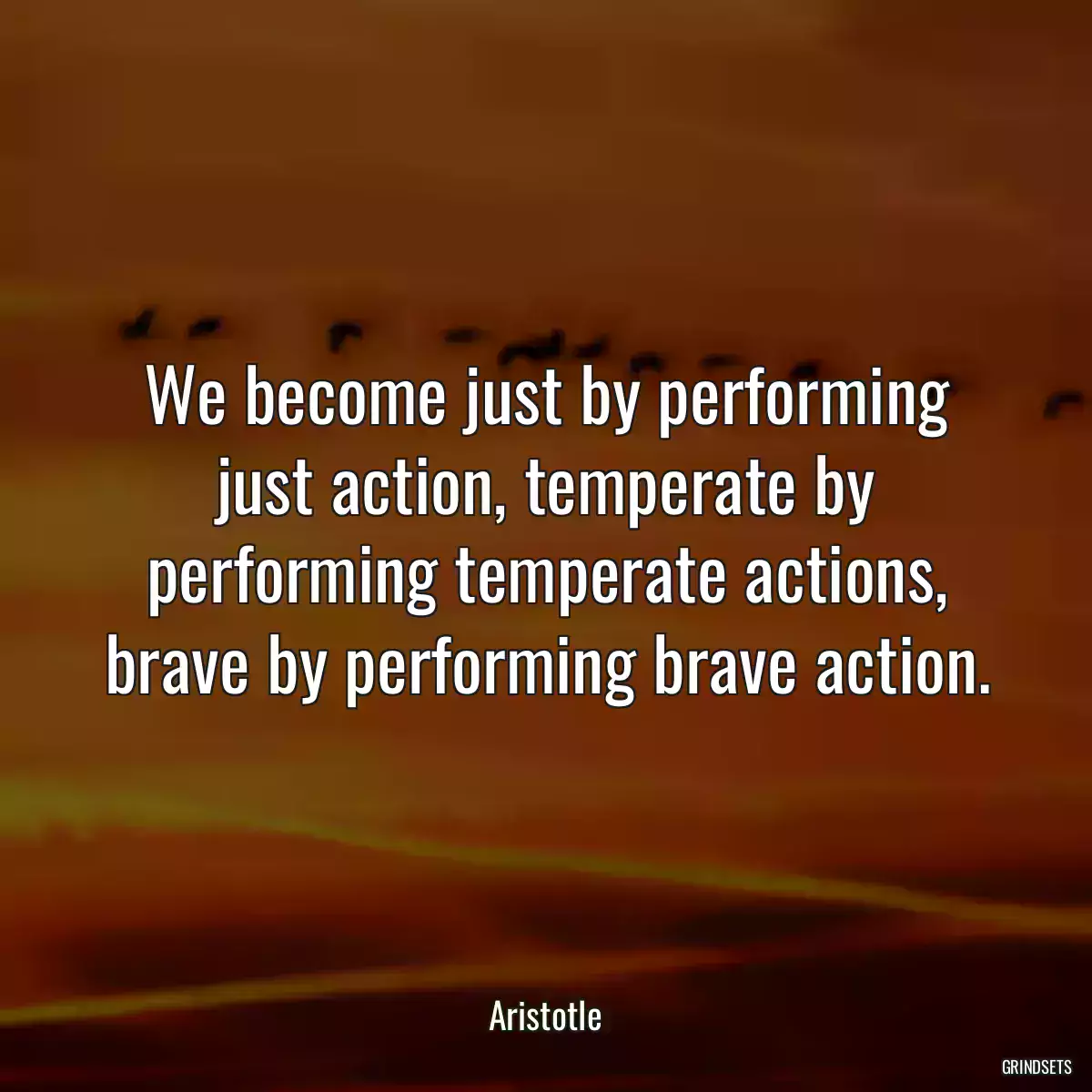 We become just by performing just action, temperate by performing temperate actions, brave by performing brave action.