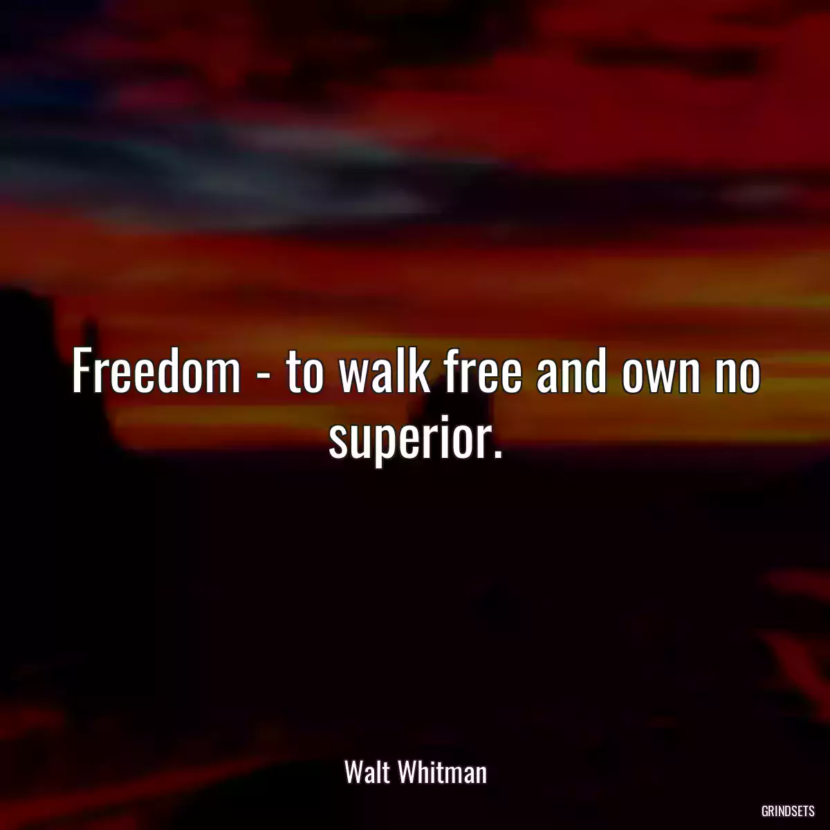 Freedom - to walk free and own no superior.