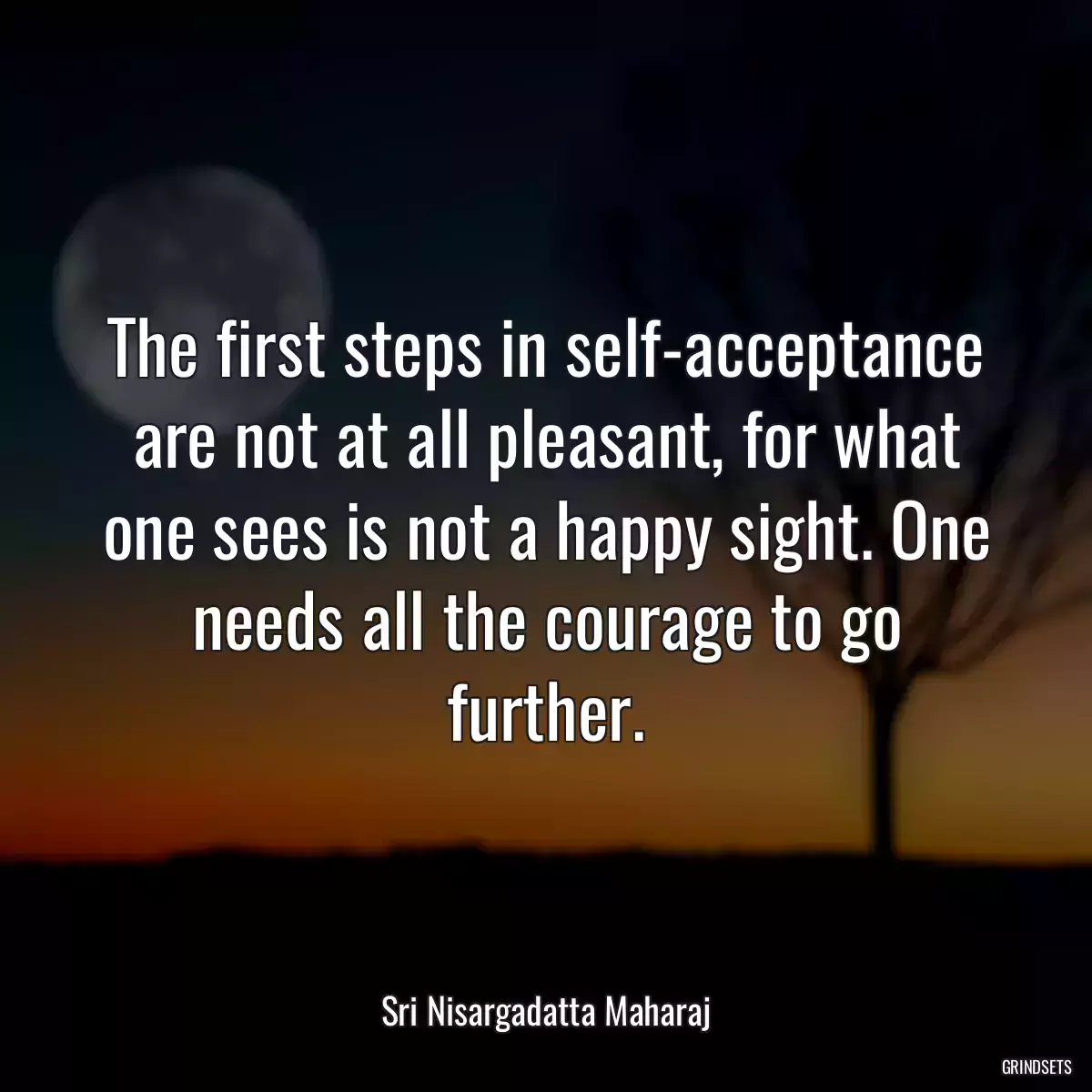 The first steps in self-acceptance are not at all pleasant, for what one sees is not a happy sight. One needs all the courage to go further.