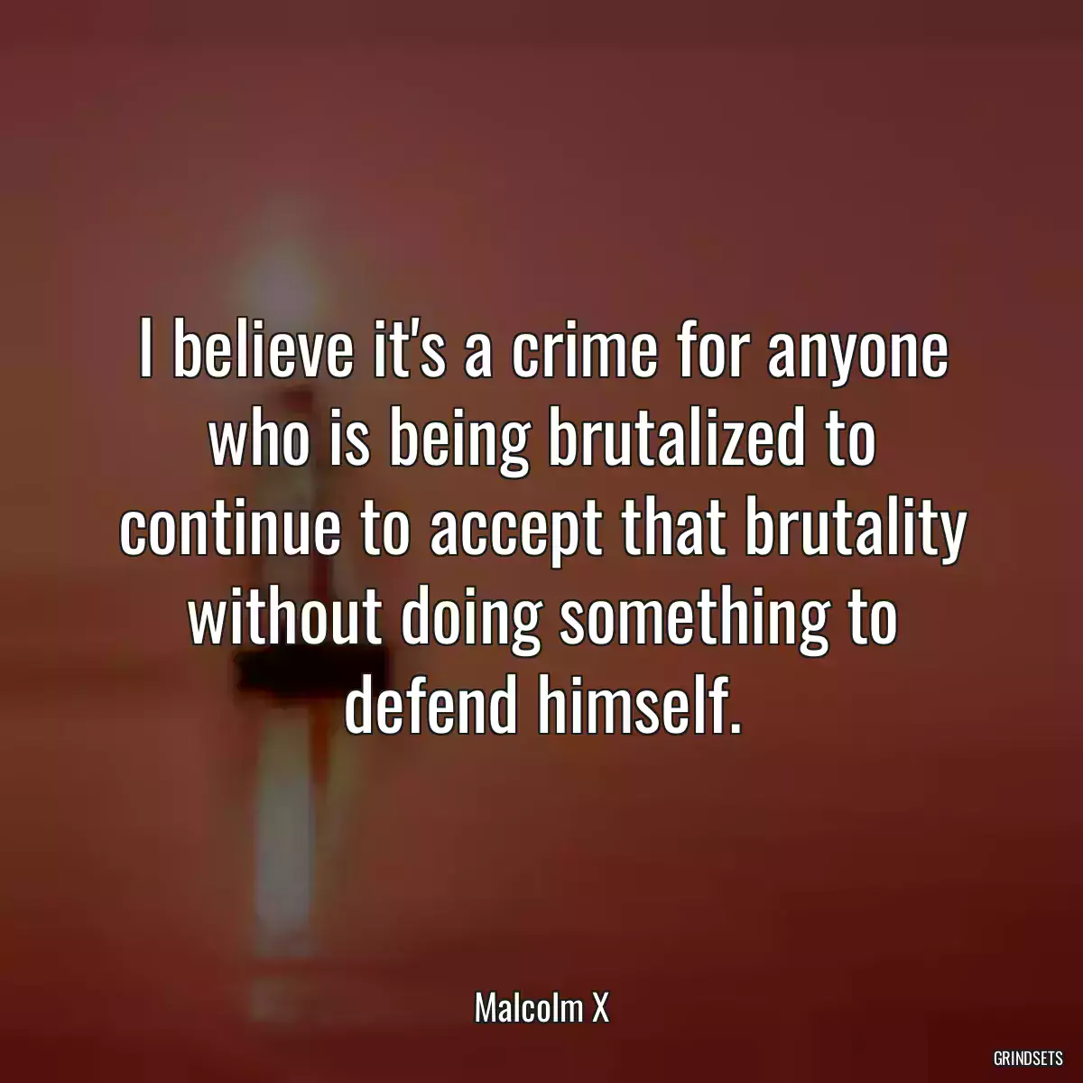 I believe it\'s a crime for anyone who is being brutalized to continue to accept that brutality without doing something to defend himself.