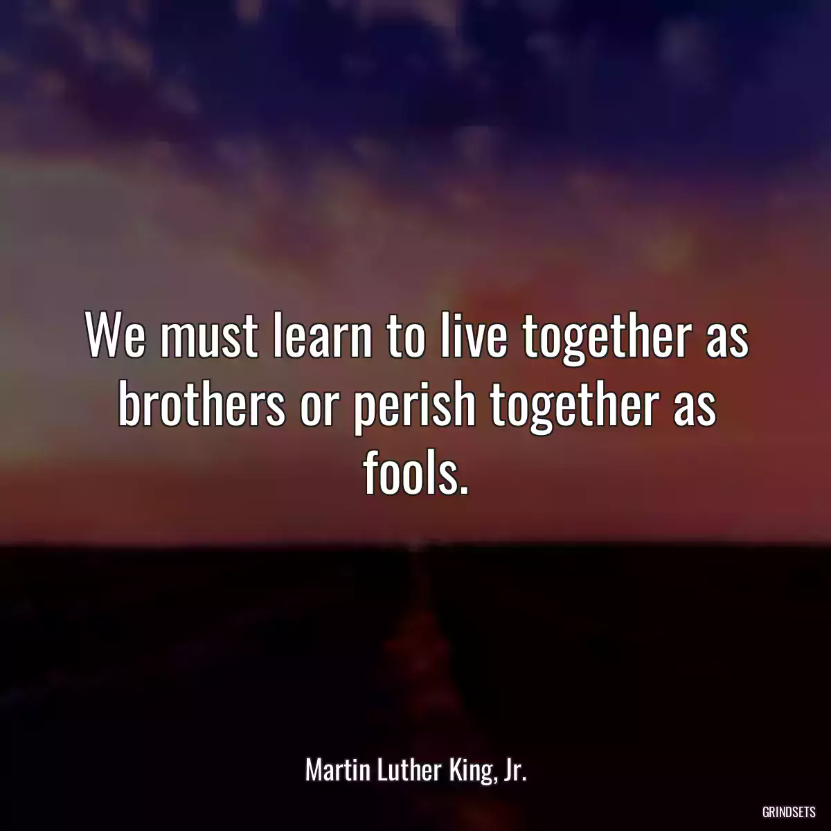 We must learn to live together as brothers or perish together as fools.