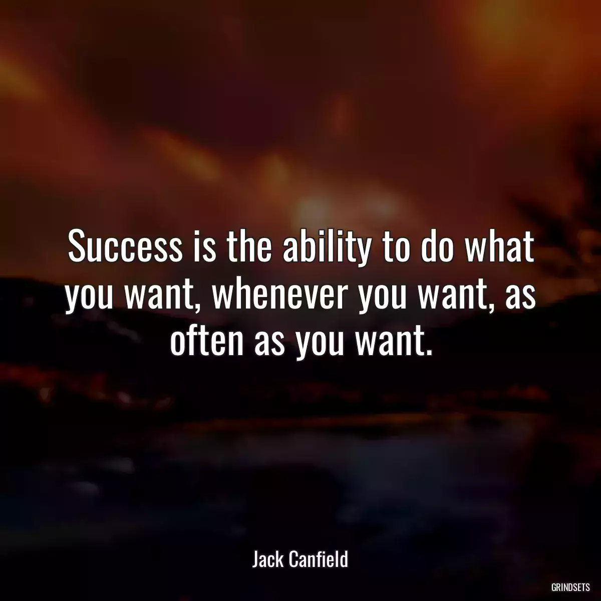 Success is the ability to do what you want, whenever you want, as often as you want.