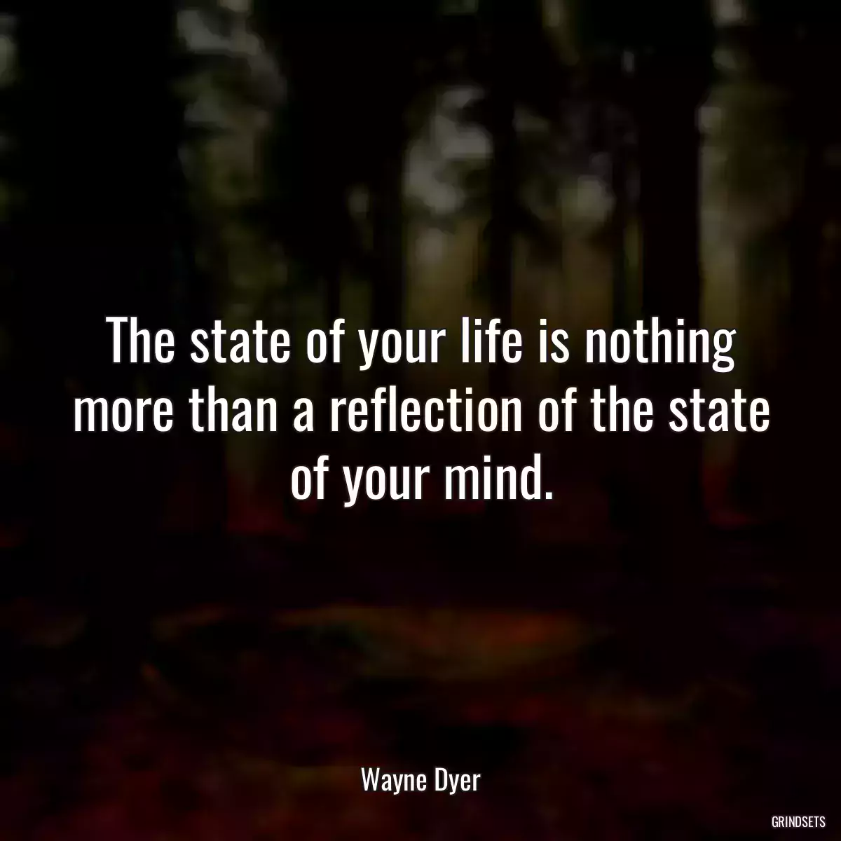 The state of your life is nothing more than a reflection of the state of your mind.