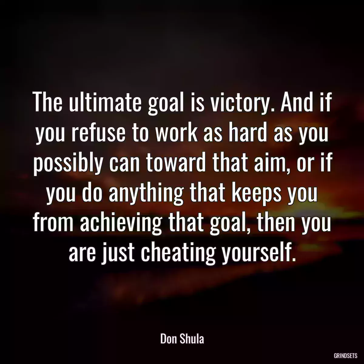 The ultimate goal is victory. And if you refuse to work as hard as you possibly can toward that aim, or if you do anything that keeps you from achieving that goal, then you are just cheating yourself.