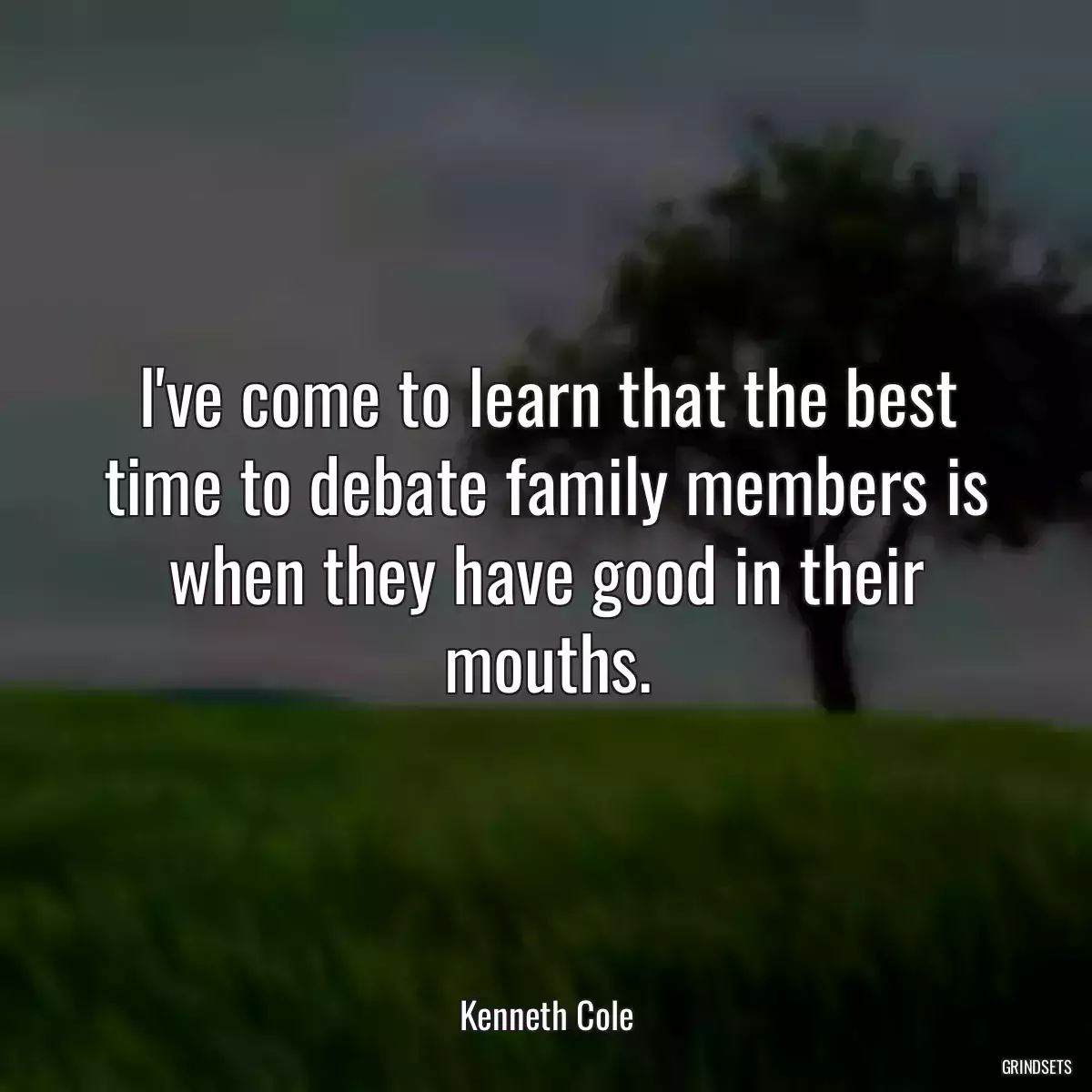 I\'ve come to learn that the best time to debate family members is when they have good in their mouths.