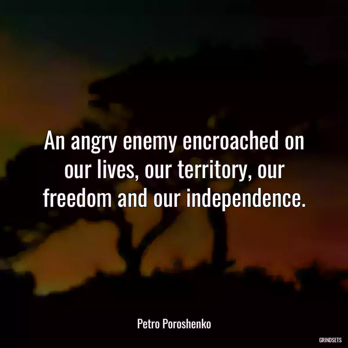 An angry enemy encroached on our lives, our territory, our freedom and our independence.