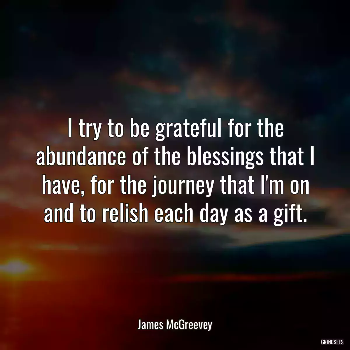 I try to be grateful for the abundance of the blessings that I have, for the journey that I\'m on and to relish each day as a gift.