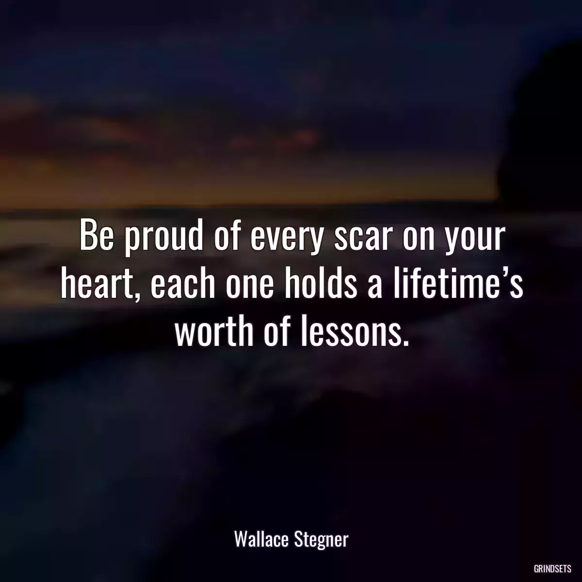 Be proud of every scar on your heart, each one holds a lifetime’s worth of lessons.