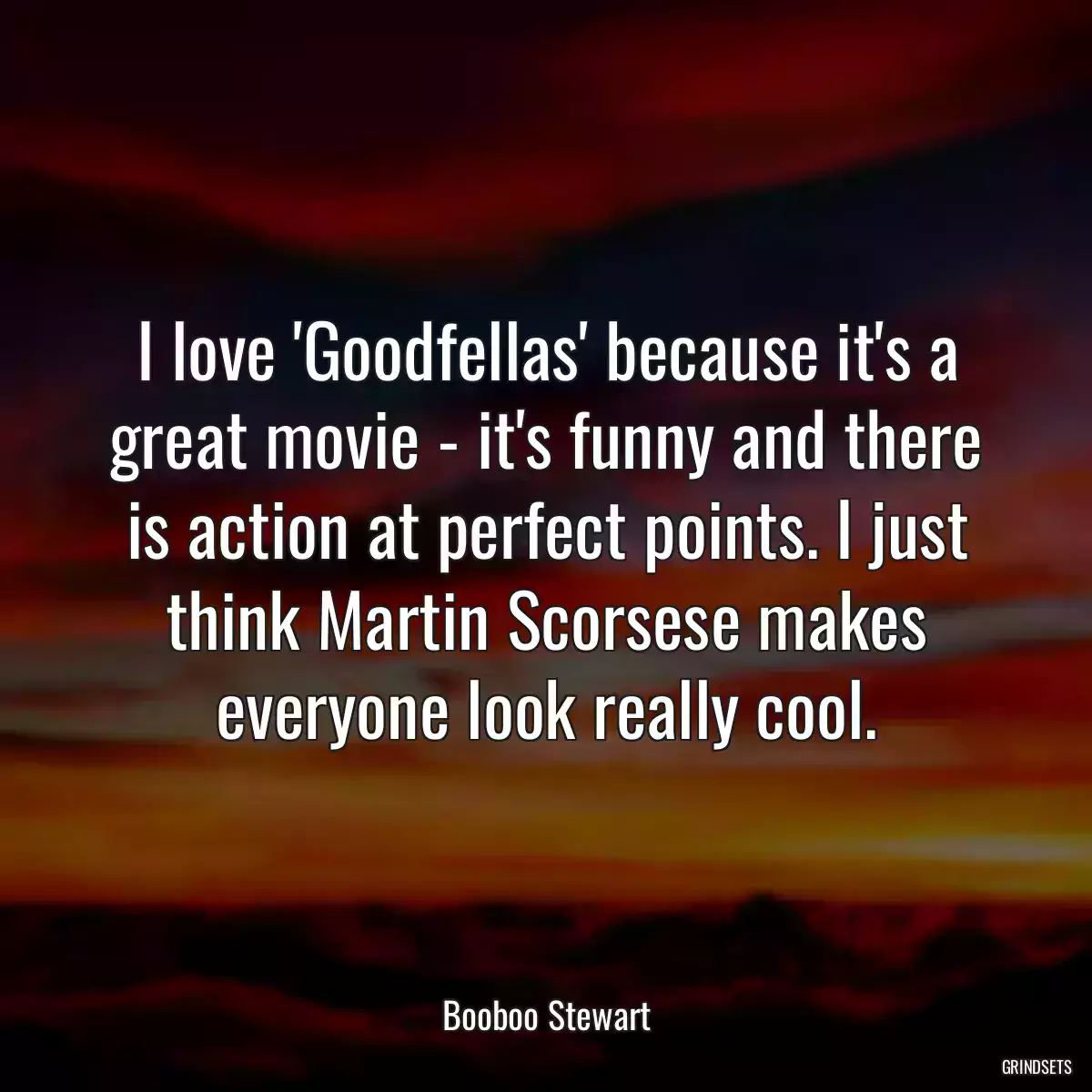 I love \'Goodfellas\' because it\'s a great movie - it\'s funny and there is action at perfect points. I just think Martin Scorsese makes everyone look really cool.