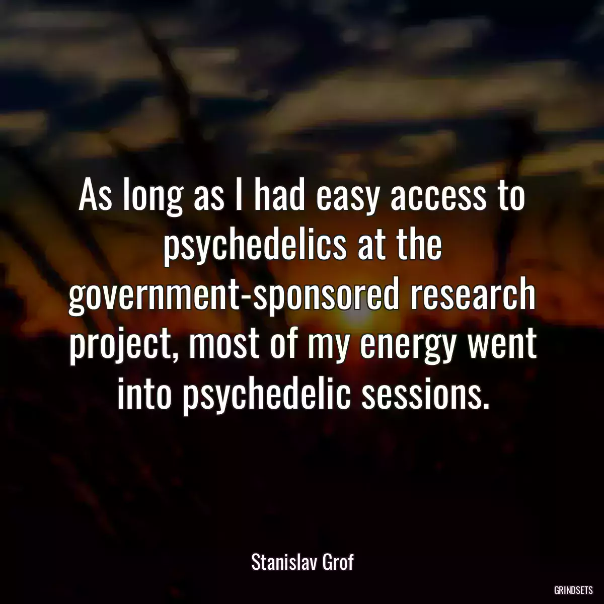 As long as I had easy access to psychedelics at the government-sponsored research project, most of my energy went into psychedelic sessions.