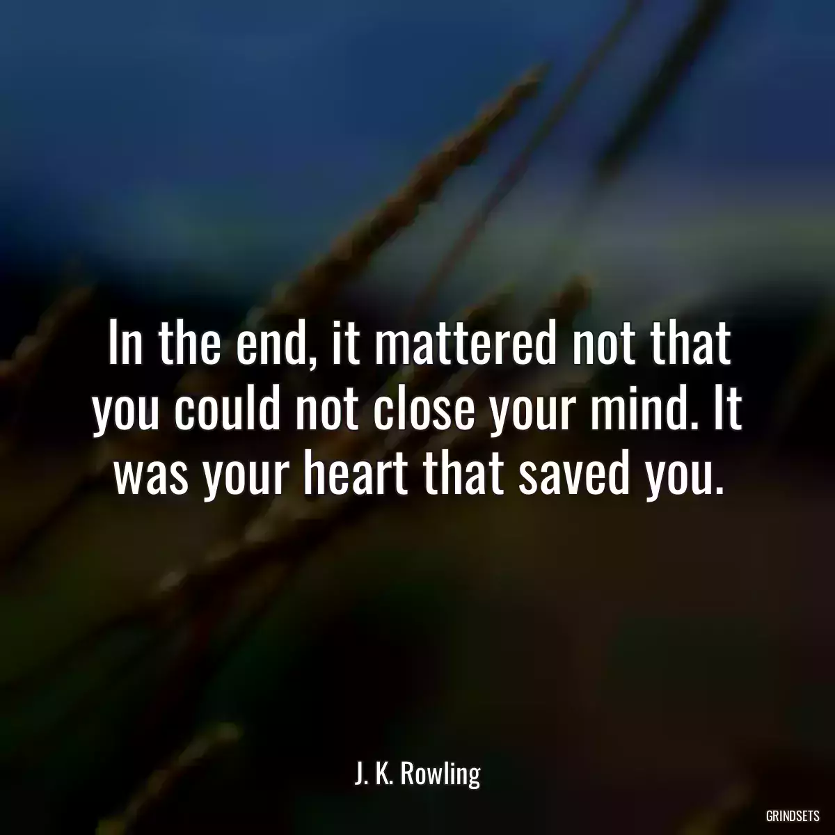 In the end, it mattered not that you could not close your mind. It was your heart that saved you.