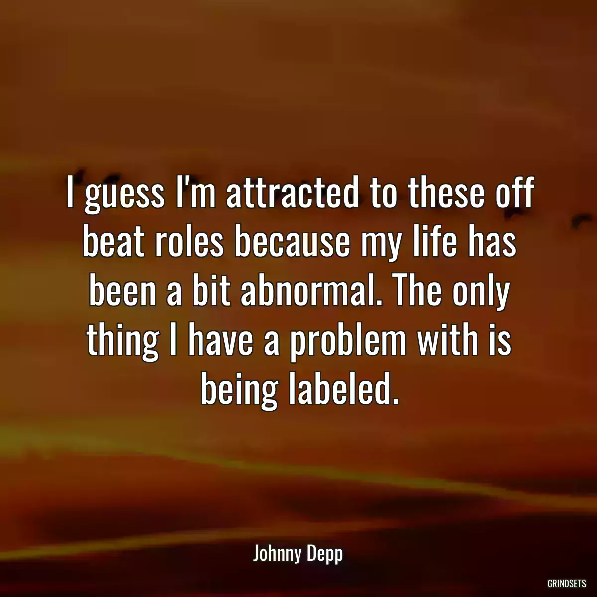 I guess I\'m attracted to these off beat roles because my life has been a bit abnormal. The only thing I have a problem with is being labeled.