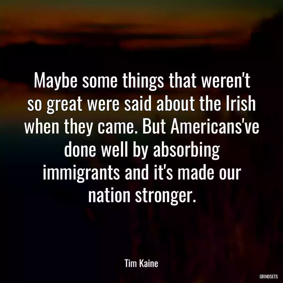 Maybe some things that weren\'t so great were said about the Irish when they came. But Americans\'ve done well by absorbing immigrants and it\'s made our nation stronger.