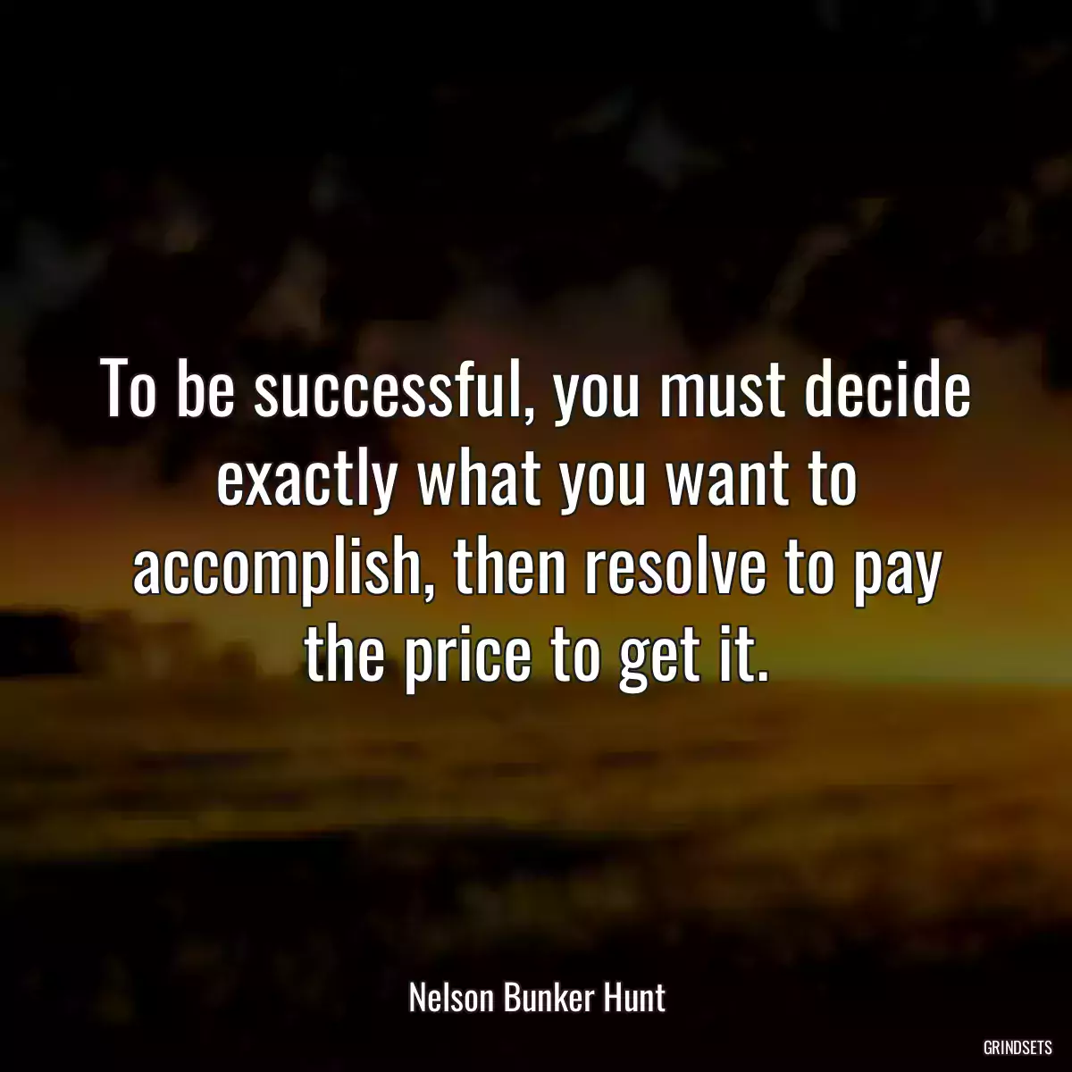 To be successful, you must decide exactly what you want to accomplish, then resolve to pay the price to get it.