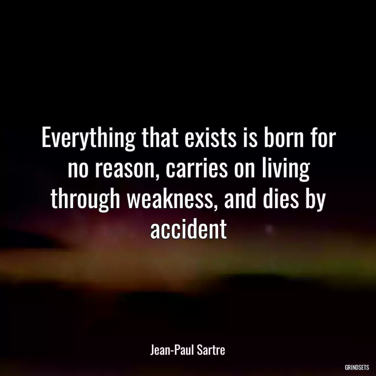 Everything that exists is born for no reason, carries on living through weakness, and dies by accident