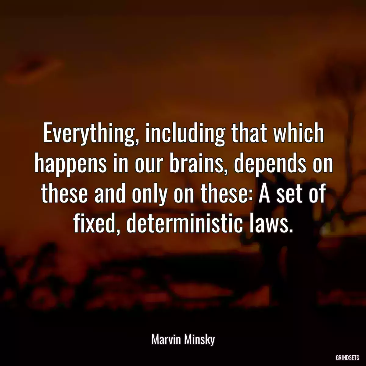 Everything, including that which happens in our brains, depends on these and only on these: A set of fixed, deterministic laws.