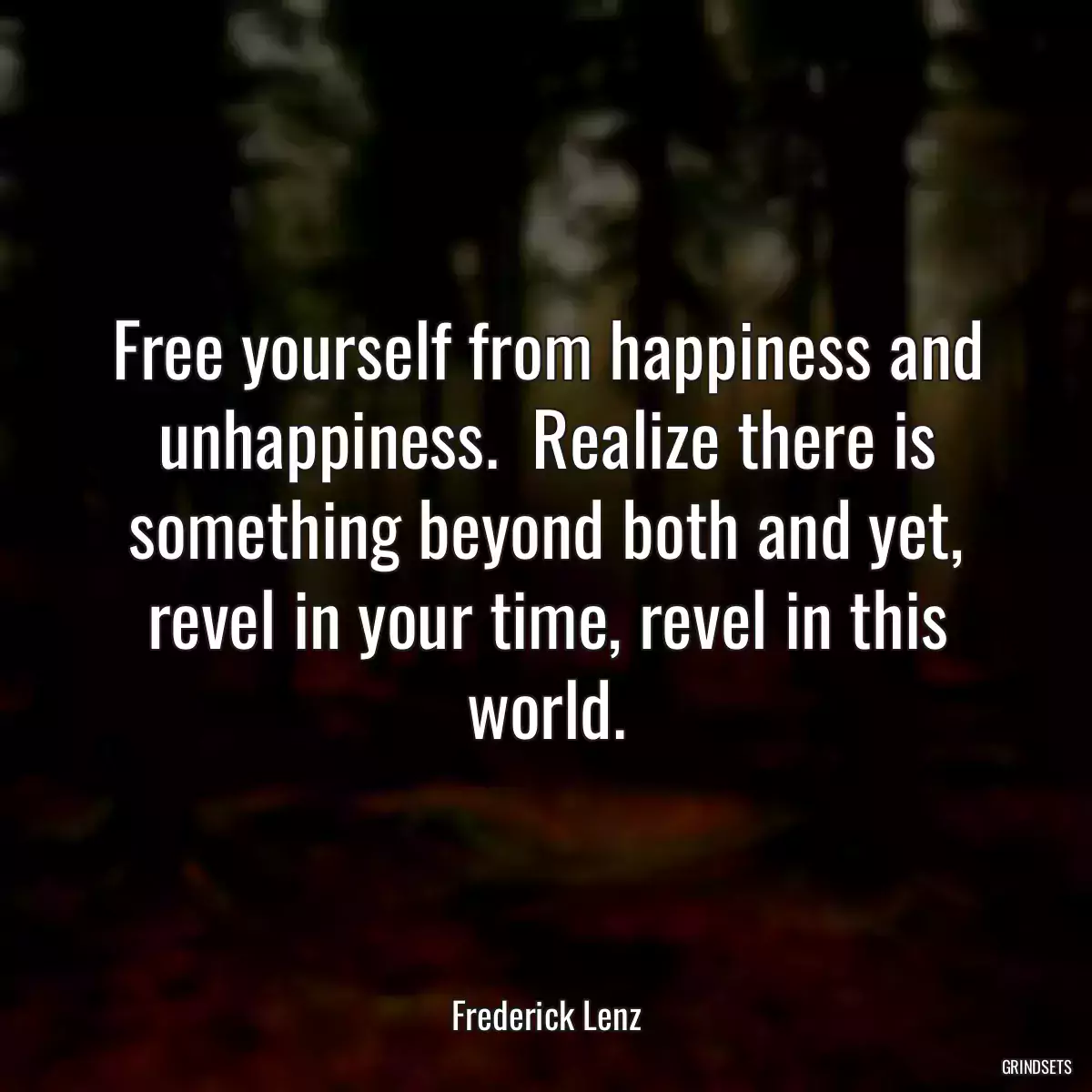 Free yourself from happiness and unhappiness.  Realize there is something beyond both and yet, revel in your time, revel in this world.