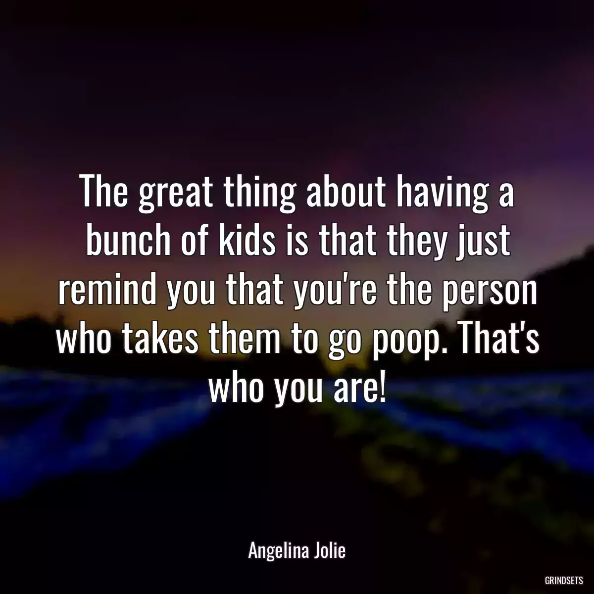 The great thing about having a bunch of kids is that they just remind you that you\'re the person who takes them to go poop. That\'s who you are!