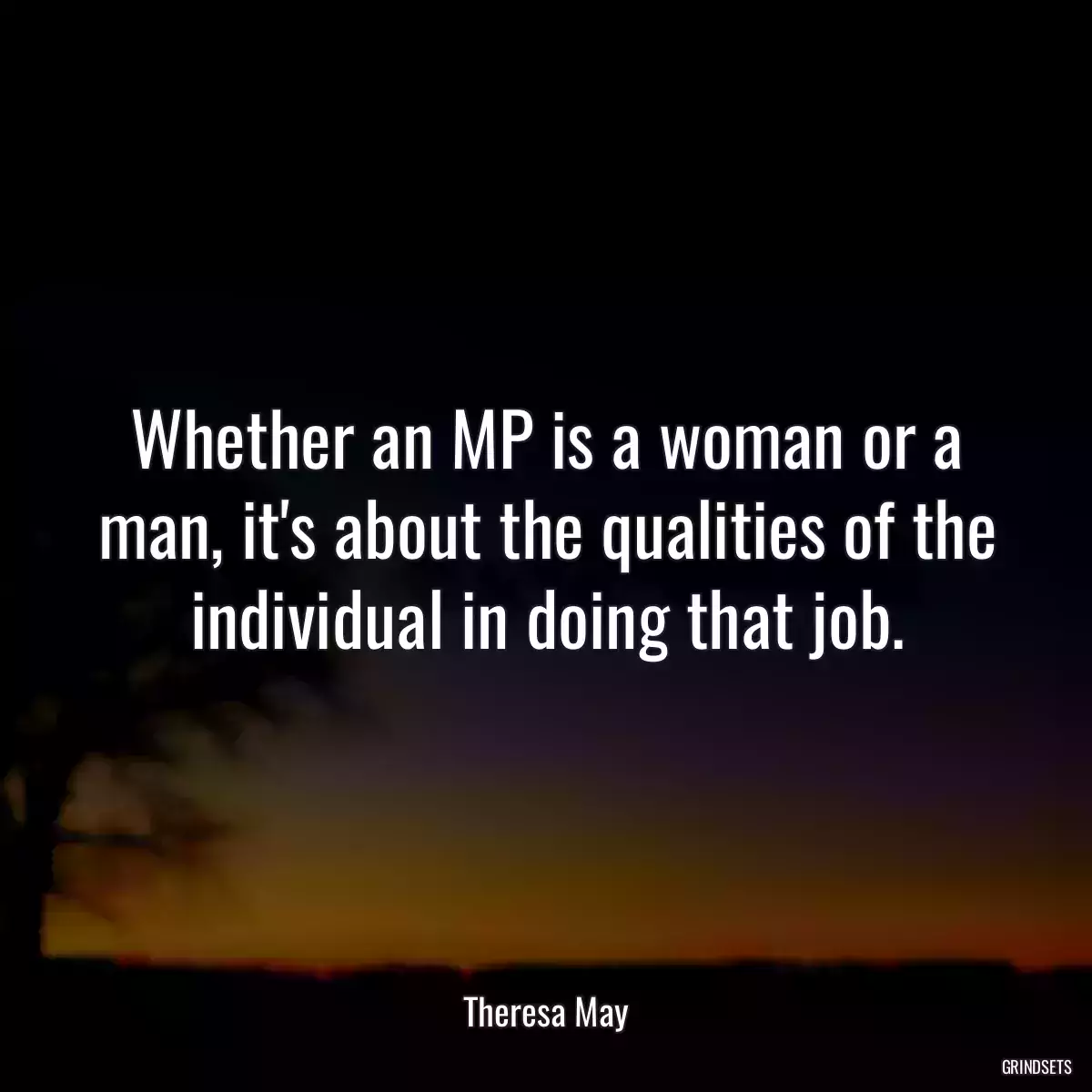 Whether an MP is a woman or a man, it\'s about the qualities of the individual in doing that job.