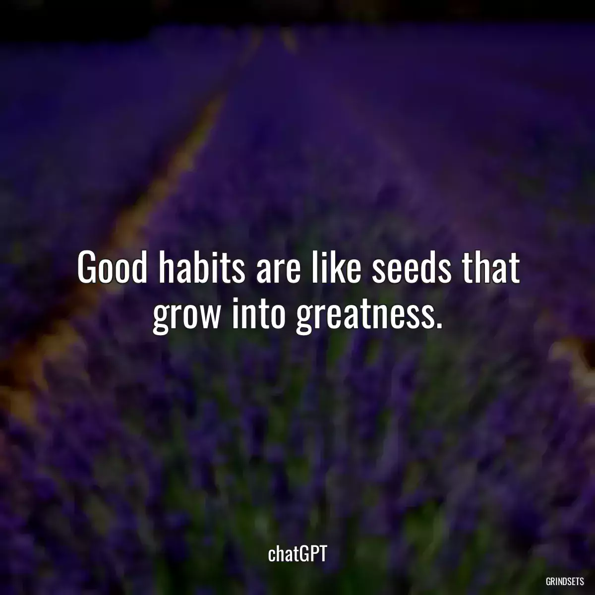 Good habits are like seeds that grow into greatness.
