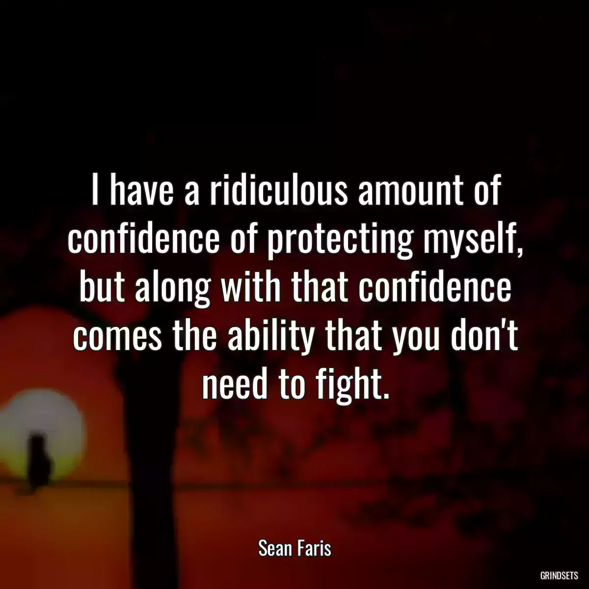 I have a ridiculous amount of confidence of protecting myself, but along with that confidence comes the ability that you don\'t need to fight.