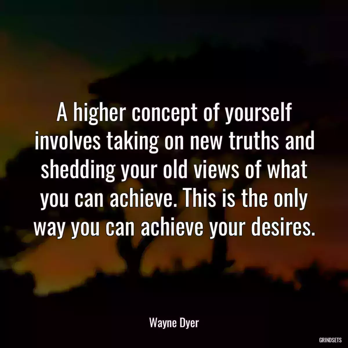 A higher concept of yourself involves taking on new truths and shedding your old views of what you can achieve. This is the only way you can achieve your desires.