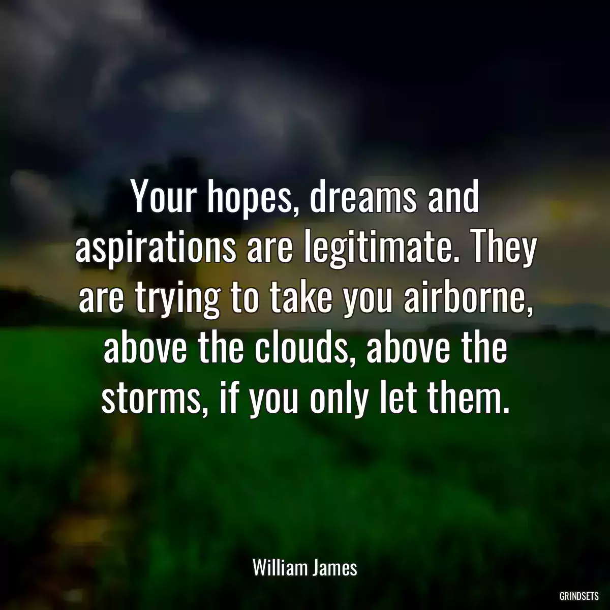 Your hopes, dreams and aspirations are legitimate. They are trying to take you airborne, above the clouds, above the storms, if you only let them.