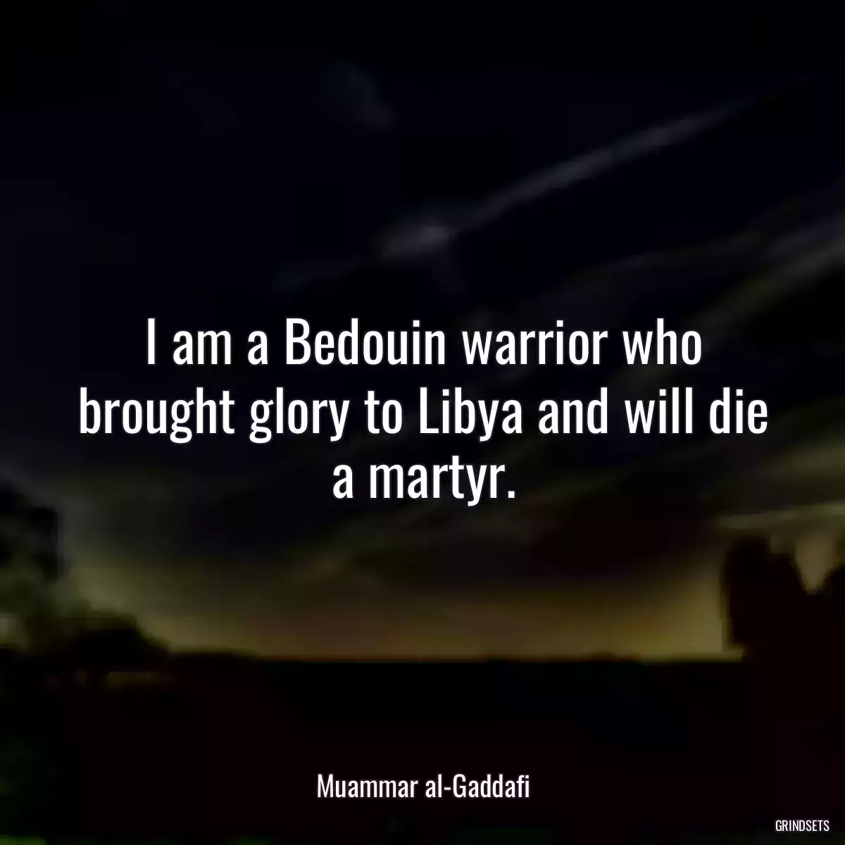 I am a Bedouin warrior who brought glory to Libya and will die a martyr.